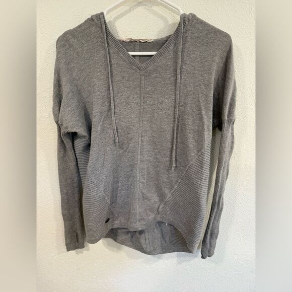 Athleta XS hooded light gray ribbed hoodie - Picture 1 of 4